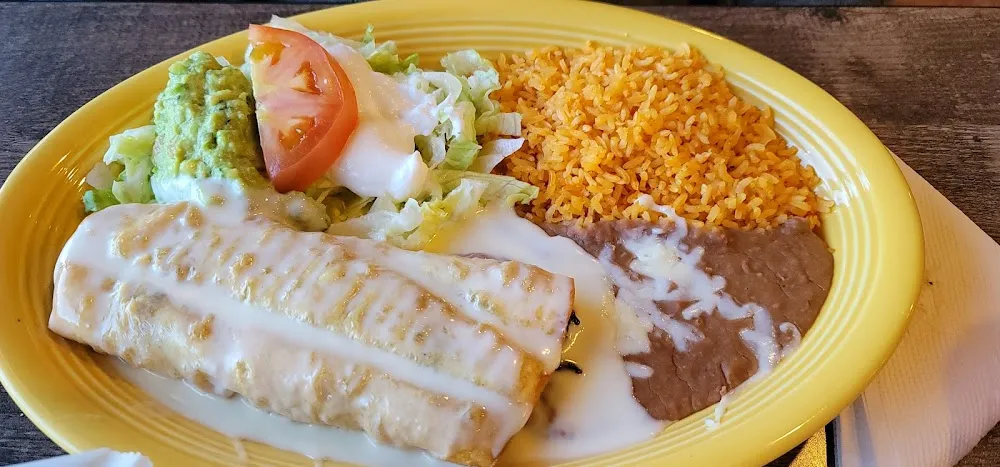Chili Relleno Cheese Enchilada Rice and Beans